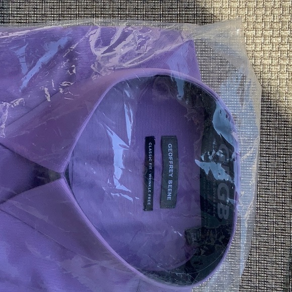 Geoffrey Beene Classic Fit Wrinkle Free Dress Shirt XL 17 1/2-32/33 Purple NWT - Picture 2 of 4